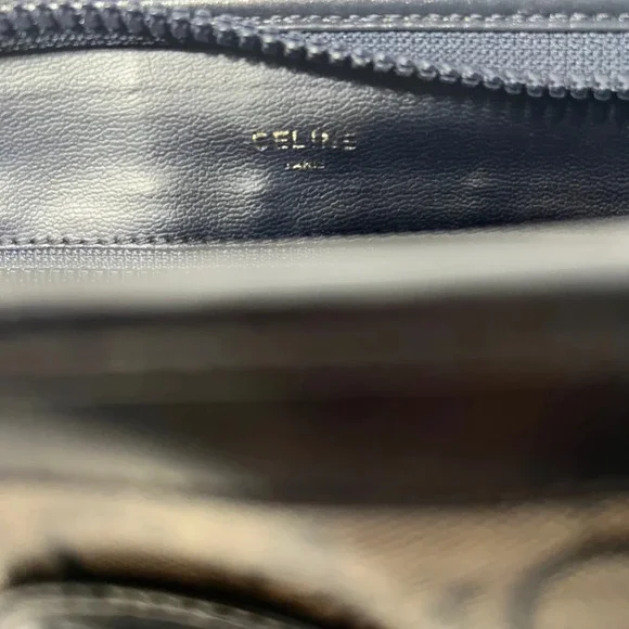 Celine Monogram Canvas Crossbody Clutch in Black and Brown with Gold Chain - Picture 7 of 16